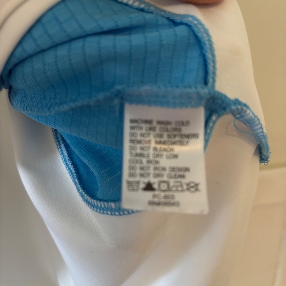 Ladies Large IZOD Perform Cool FX  Golf Shirt Blue Color Block preppy golf sport - Picture 4 of 13